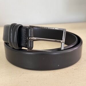 Hugo Boss Carmello Black Leather Belt Mens Size 100 38 Gunmetal Buckle 50290979